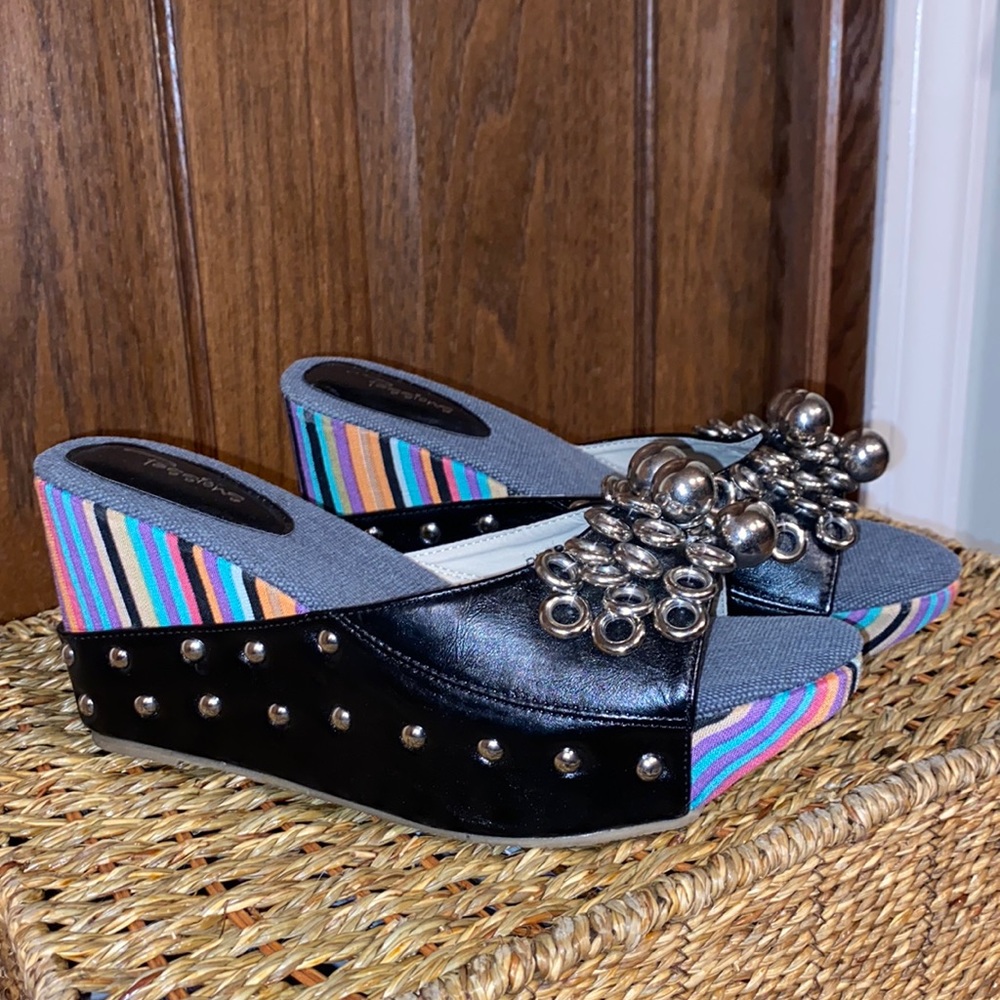 Passions Studded Multi-Colored Platform Sandals-S… - image 1
